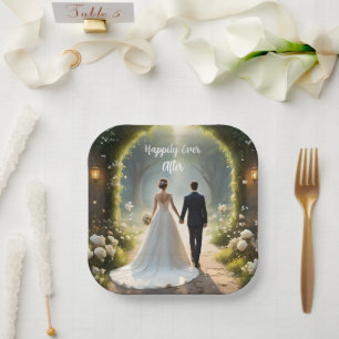 Happily Ever After Bride And Groom,  Paper Plate