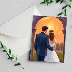 Happily Ever After Bride & Groom Wedding Card
