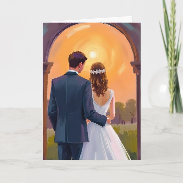 Happily Ever After Bride & Groom Wedding Card (Front)