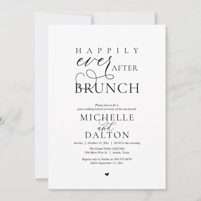 Happily Ever After Brunch Beautiful Post Wedding Invitation (Front)