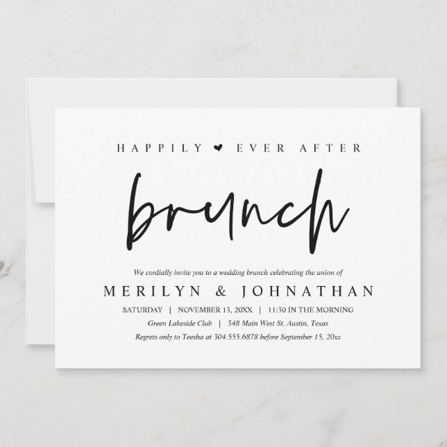 Happily Ever After Brunch Minimalist Wedding Party Invitation (Front)