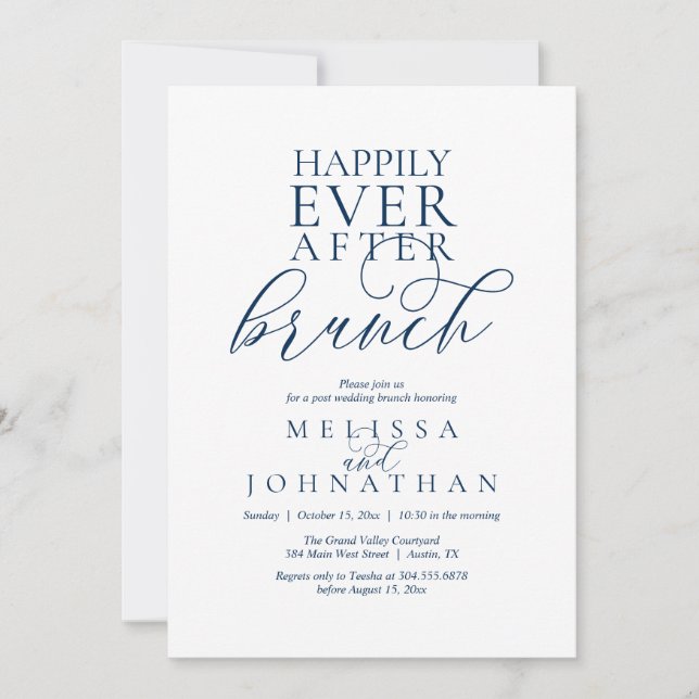 Happily Ever After Brunch, Modern Classy Wedding Invitation (Front)