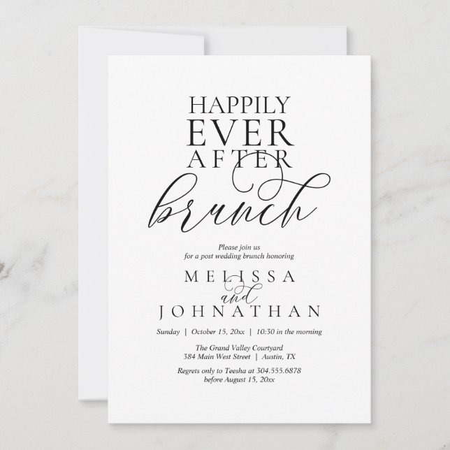 Happily Ever After Brunch, Modern Classy Wedding Invitation (Front)