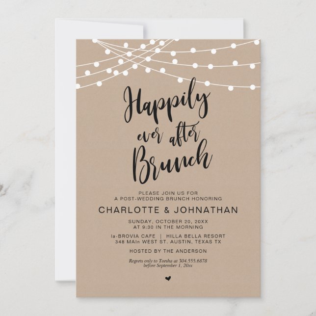 Happily Ever After Brunch, Post Wedding Elopement  Invitation (Front)