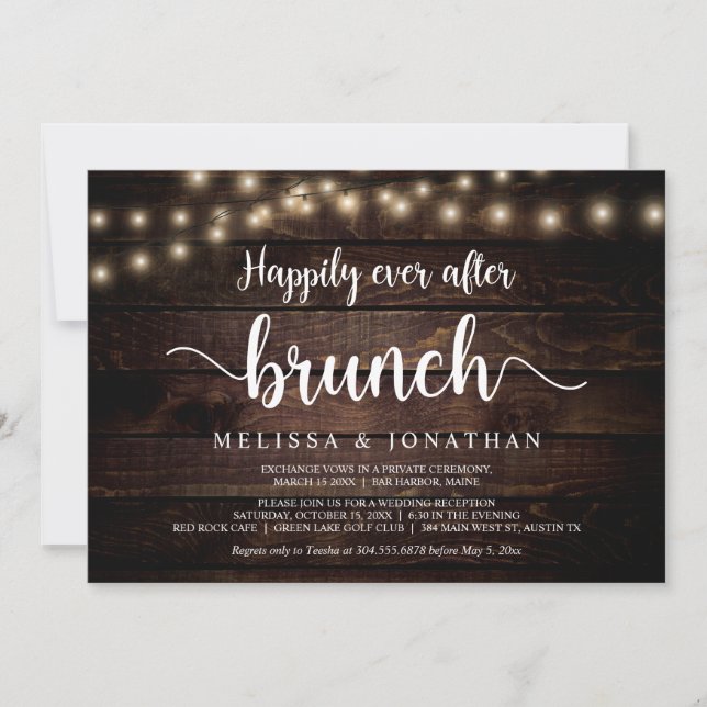 Happily Ever After Brunch, String Light, Elopement Invitation (Front)