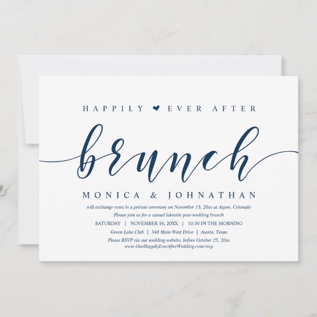Happily Ever After Brunch, Wedding Elopement Invit Invitation (Front)