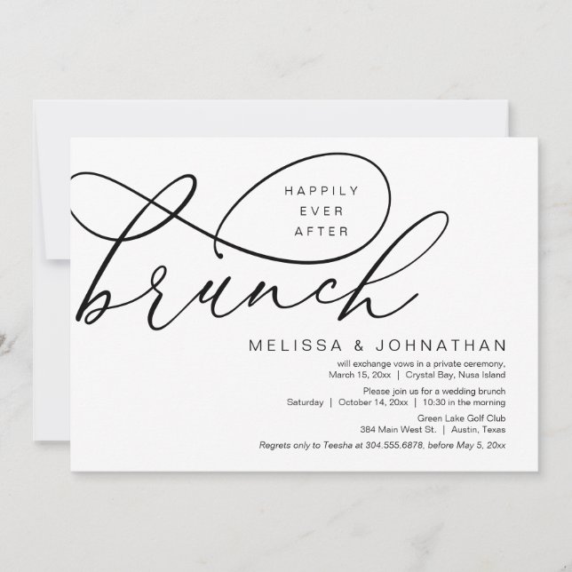 Happily Ever After Brunch, Wedding Elopement Invitation (Front)