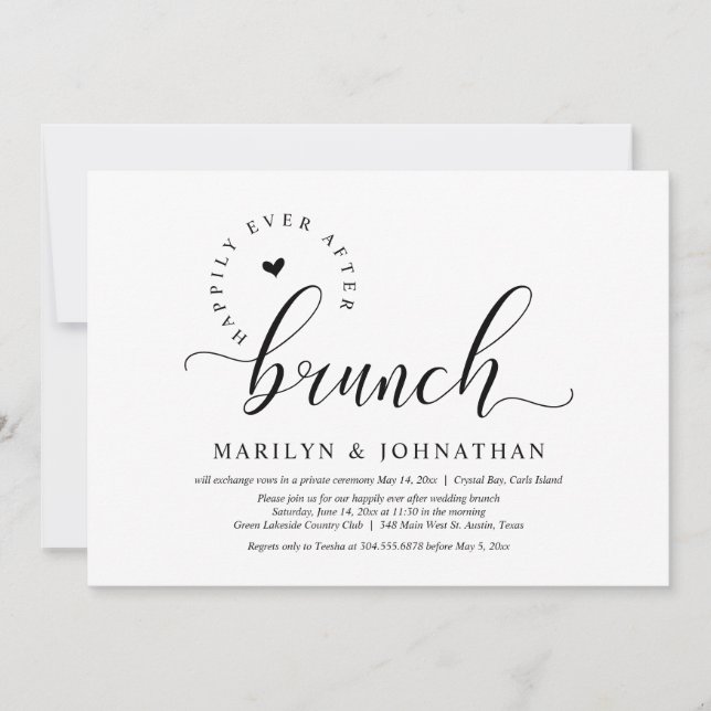 Happily Ever After Brunch, Wedding Elopement Invitation (Front)