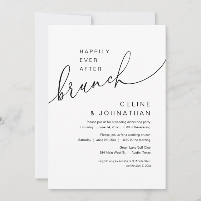 Happily Ever After Brunch, Wedding Elopement Party Invitation (Front)