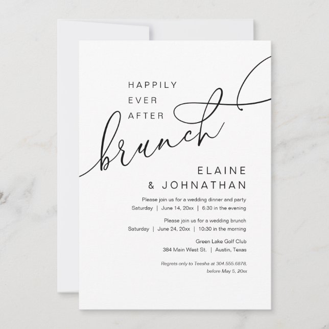 Happily Ever After Brunch, Wedding Elopement Party Invitation (Front)