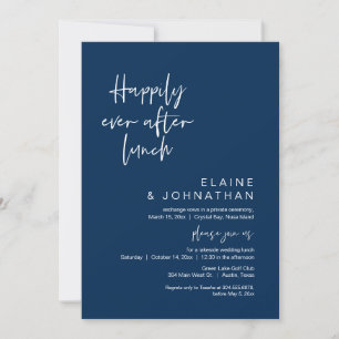 Happily Ever After Brunch, Wedding, Navy Blue Invitation