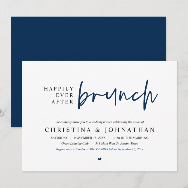 Happily Ever After Brunch Wedding Party, PDF Invitation (Front/Back)