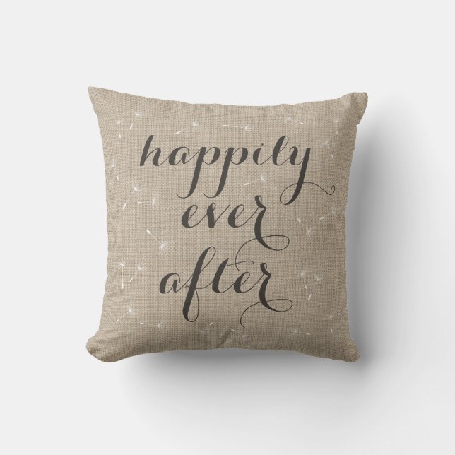 Happily Ever After Burlap Cushion (Front)
