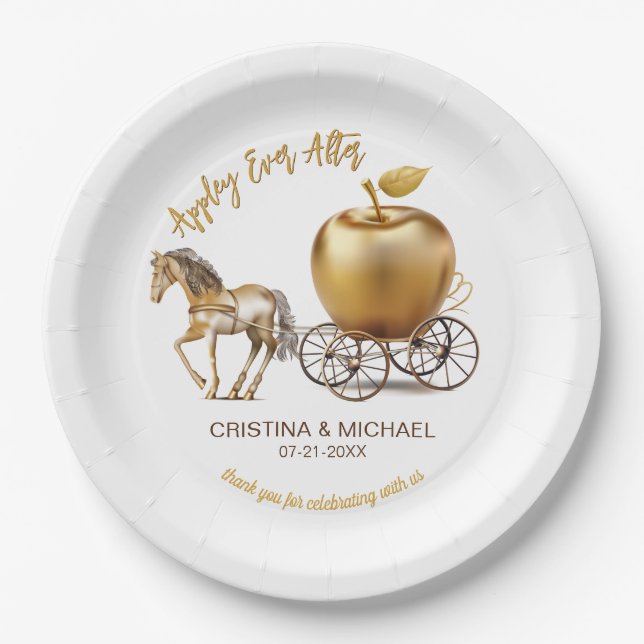 Happily Ever After Caramel Apple Wedding Favour Paper Plate (Front)