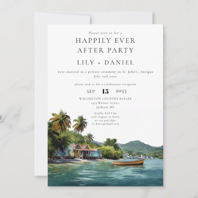 Happily Ever After Caribbean Photo Wedding Invitation (Front)