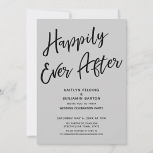 Happily Ever After Casual Post-Wedding Party Grey Invitation