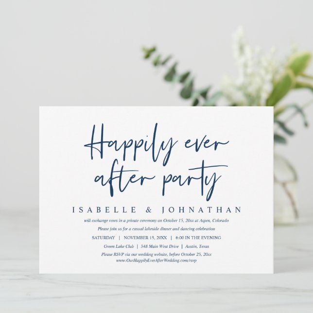 Happily Ever After Casual Wedding Elopement Party  Invitation (Standing Front)