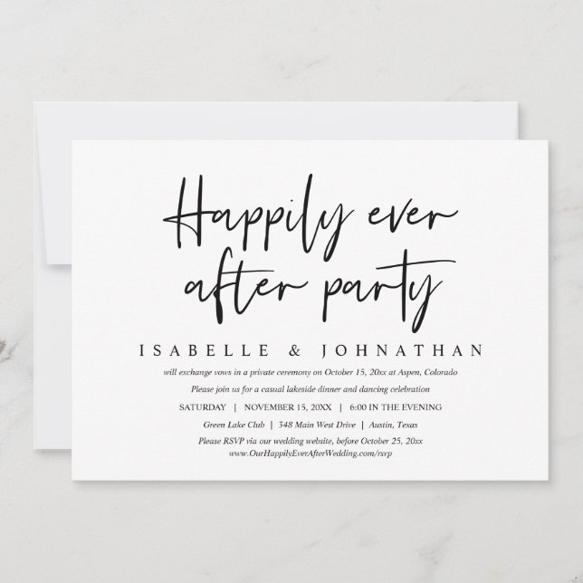 Happily Ever After Casual Wedding Elopement Party Invitation (Front)