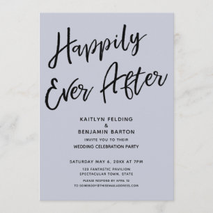 Happily Ever After Casual Wedding Party Dusty Blue Invitation