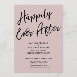 Happily Ever After Casual Wedding Party Dusty Rose Invitation