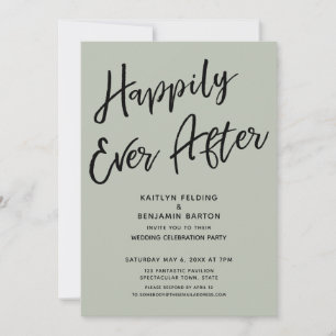 Happily Ever After Casual Wedding Party Sage Green Invitation