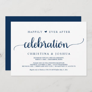 Happily Ever After Celebration, Navy Blue Eloped Invitation