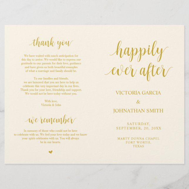 Happily ever after, Ceremony Foldable Programs (Front)