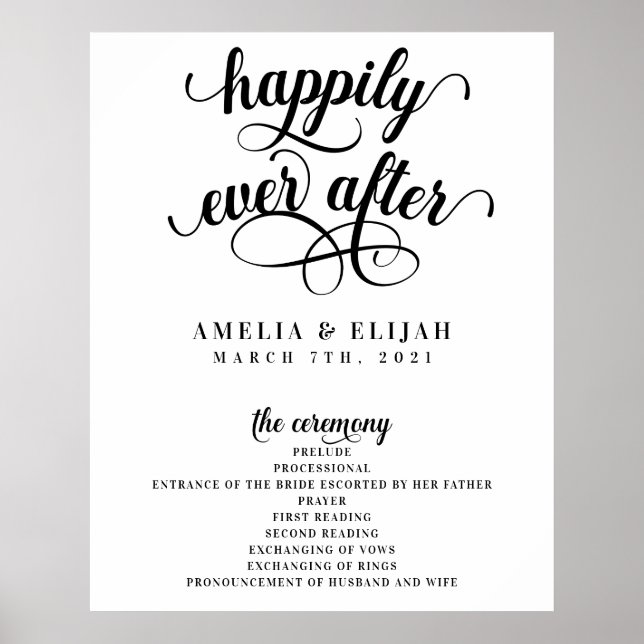 Happily Ever After Ceremony Wedding Program Poster (Front)