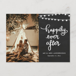 Happily Ever After   Chalkboard Wedding Photo Postcard