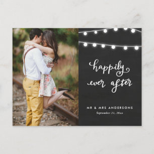 Happily Ever After   Chalkboard Wedding Photo Postcard