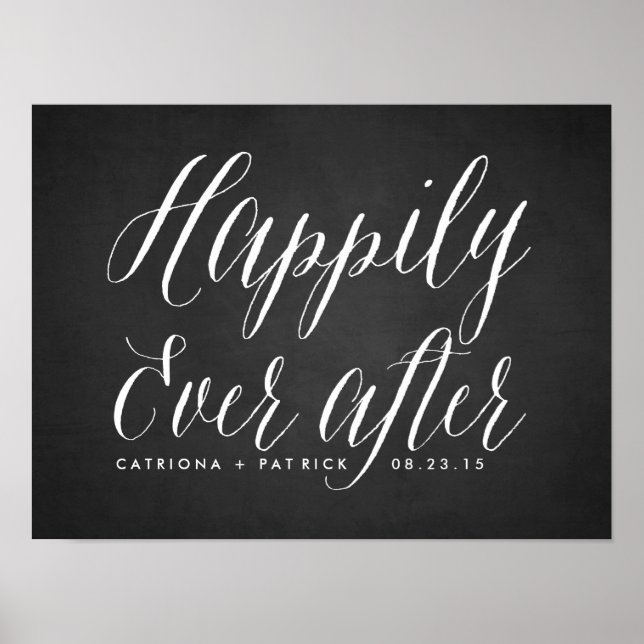 Happily Ever After Chalkboard Wedding Poster (Front)