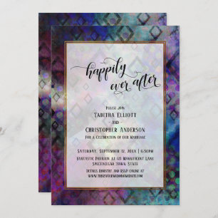 Happily Ever After Colourful Abstract w/ Gold Invitation