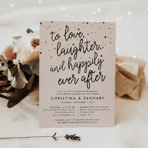 Happily Ever After   Confetti Rehearsal Dinner Invitation