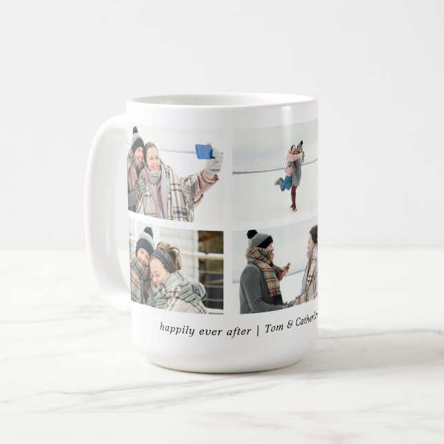 Happily Ever After Couple 6 Custom Photo Collage Coffee Mug (Front Left)