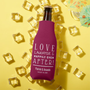 Happily Ever After CRANBERRY Wedding Bottle Cooler
