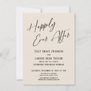 Happily Ever After Cream Elegant Wedding Party Invitation