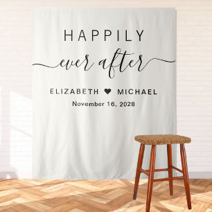 Happily Ever After Cream Wedding Reception Tapestry