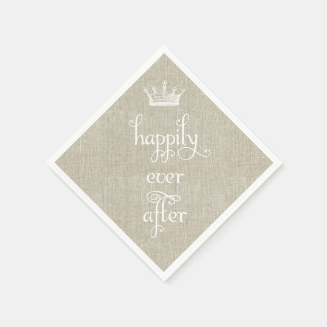 Happily Ever After Crown Linen Napkins (Corner)