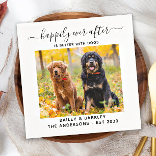 Happily Ever After Custom Dog Photo Pet Wedding Napkin