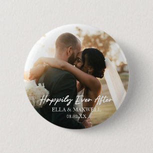 Happily Ever After Custom Photo Picture Wedding 6 Cm Round Badge