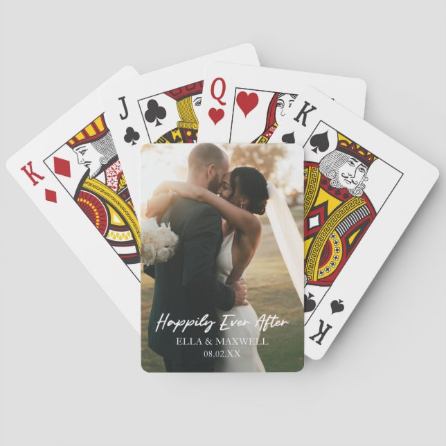 Happily Ever After Custom Photo Picture Wedding Playing Cards (Back)