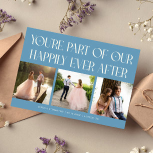 Happily Ever After Denim Blue Wedding Photo Thank You Card