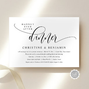 Happily Ever After Dinne, Elopement, Modern Script Invitation