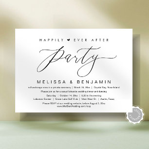 Happily Ever After Dinner Elopement, Modern Script Invitation