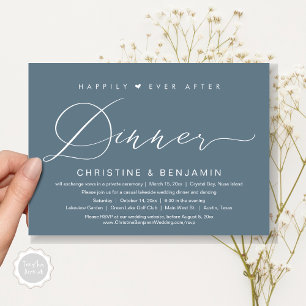 Happily Ever After Dinner Elopement, Modern Script Invitation