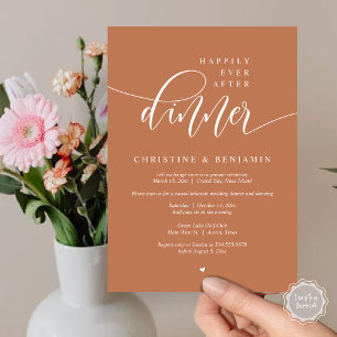 Happily Ever After Dinner, Elopement Modern Script Invitation