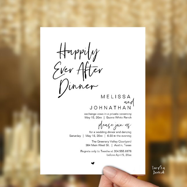 Happily Ever After Dinner Modern Wedding Party Invitation (Happily Ever After Dinner Modern Wedding Reception Party Invitation Card Black White)