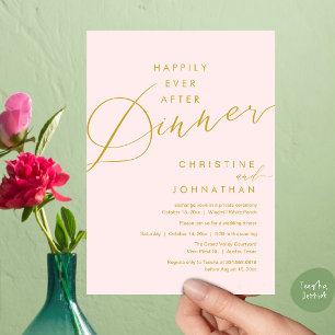 Happily Ever After Dinner Romantic Elegant Wedding Invitation