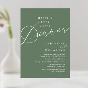 Happily Ever After Dinner Romantic Elegant Wedding Invitation