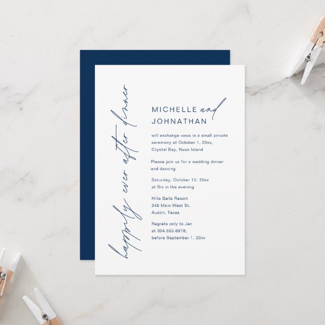 Happily Ever After Dinner, Wedding Elopement Party Invitation (Front/Back In Situ)